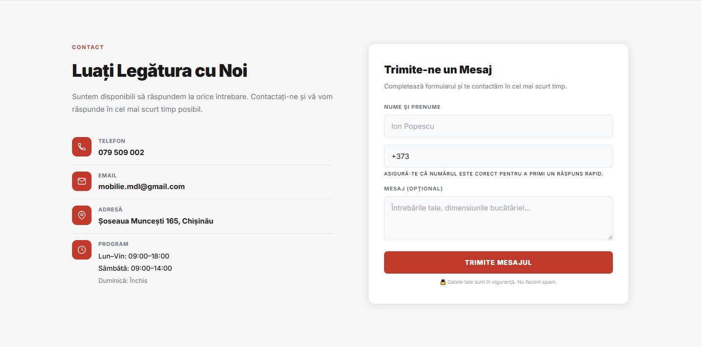 MOBILIÉ – Bucătării la preț fix – captură desktop