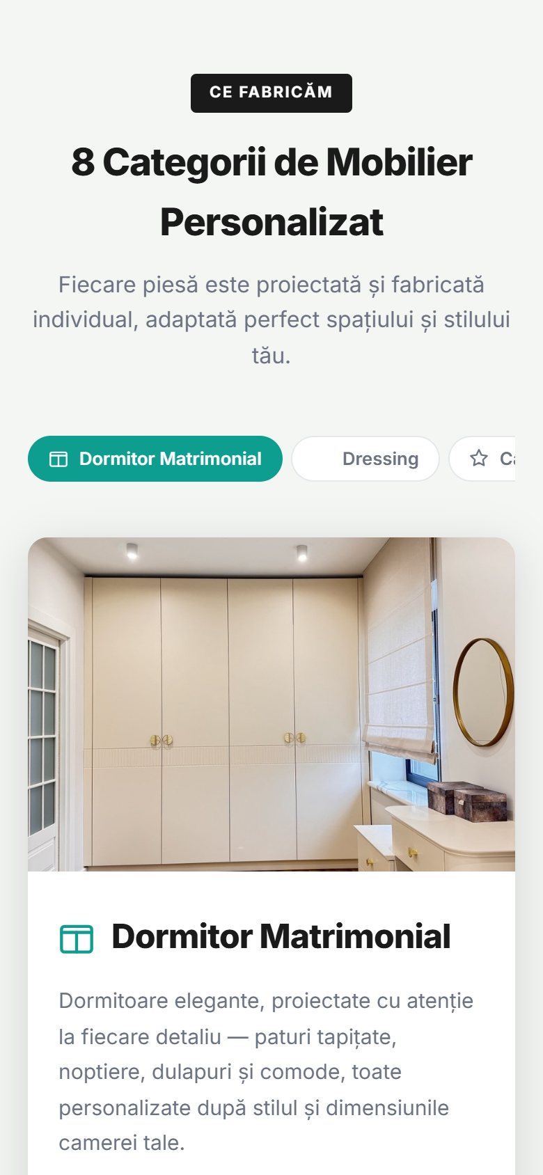 MOBILIÉ – Mobilă la comandă – captură mobil